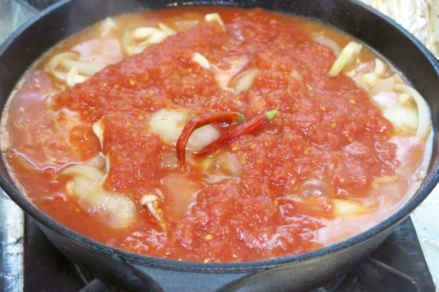 赤魚トマトソース　スキレット